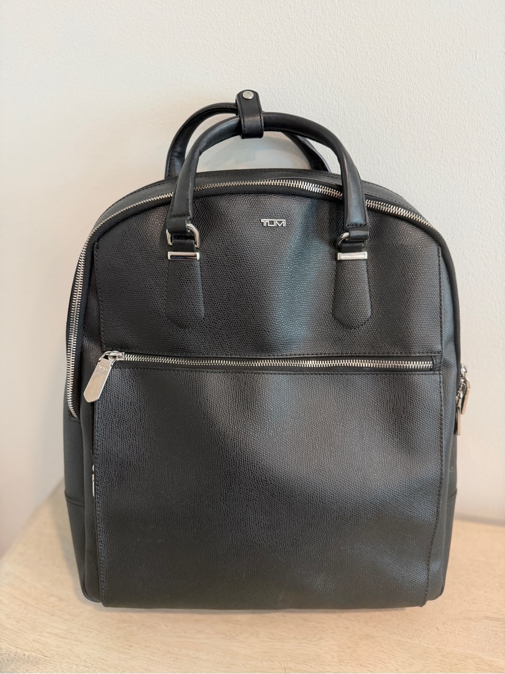 Tumi Black Safra Leather Carryall Backpack